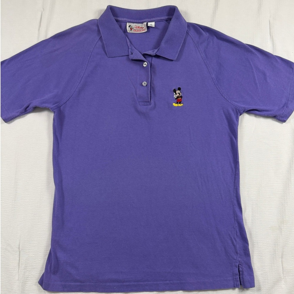 Vintage Disney Fashions Mickey Mouse Purple Polo Shirt Mens XL Made in USA 90s
